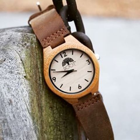 Bamboo Watch w/Brown Leather Band